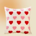 Housse de coussin tuftée cœur Saint-Valentin housse de coussin chenille pour canapé - Housse Seule / Fond Blanc Broderie Cœur