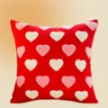 Housse de coussin rouge Saint Valentin cœurs tuftés taie d oreiller pour canapé salon - Housse Seule / Fond Rouge Broderie Cœur