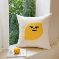 Joli coussin citron touffeté en chenille douce pour la décoration de canapé salon. - Housse Seulement / Yeux de Citron