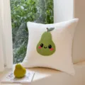 Joli coussin de canapé en chenille brodé de poire mignonne décoration de maison style - Housse Seulement / Yeux de Poire