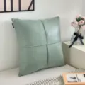 Coussin de canapé en similicuir nordique imperméable uni coussin décoratif carré - Housse Seule (Sans Coussin) / Tissu Tech Bleu Clair 45x45cm