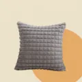 Coussin Gaufré Peluche Gris Moelleux Carré Salon Décoration Confortable Doux Cosy - 45*45cm (Housse Seule) / Gris Clair