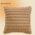 Brown fluffy waffle cushion soft plush pillow cozy living room sofa bedroom headboard decor - Puff Grid Brown