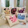 Housse de coussin touffetée motif animal, jolie housse en chenille pour salon et canapé. - Housse + Intérieur / Lot de 5