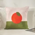 Nordic minimalist tufted fruit throw pillow cover with cute orange embroidery for sofa decor. - Full Persimmon Embroidery