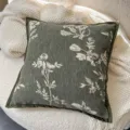 French vintage throw pillow with elegant botanical print, cozy living room sofa cushion cover. - Green Vintage Small Floral