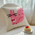 Chenille cartoon rabbit embroidered throw pillow cover soft sofa cushion home decor new. - Pink Squirrel