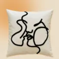 Minimalist abstract face embroidered cushion modern cream style decorative sofa throw pillow - Canvas Chubby Face