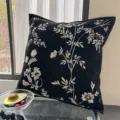 Housse de coussin style vintage français, coussin de canapé imprimé floral botanique noir. - Housse 45*45 / Noir Vintage Petites Fleurs