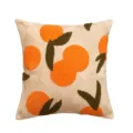 Housse de coussin brodée motif orange style nordique, coussin carré touffeté motif fruits. - 45*45 (Housse Uniquement) / Rouge Orange