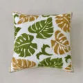 Green Gold Monstera Embroidered Pillow Cover Decorative Cushion Case for Living Room Sofa - 45*45 (No Core) / Consort Leaf