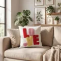 Tufted embroidered love throw pillow cover cozy sofa cushion decorative home gift for living room - Tufted LOVE