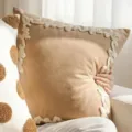 Coussin décoratif touffeté de style Maillard pour canapé moderne et chambre salon - Housse Seule / Broderie Tout Autour Marron 45x45cm