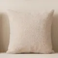Housse de coussin en polaire teddy beige, taie d'oreiller carrée texturée douce pour canapé. - Housse 45x45cm / Teddy Double Face Thé au Lait