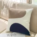 Cream tufted abstract throw pillow cover 45cm cozy decorative sofa cushion variant. - Coffee Half Circle / Case Only