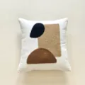 Cream tufted abstract pattern throw pillow cover, modern aesthetic cushion for room decor. - Coffee Small Stone / Case Only