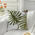 Housse de coussin moderne minimaliste brodee de feuilles vertes pour canape coussin. - Housse 45x45cm / Feuille Verte Cutwork