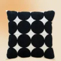 Modern minimalist black and white tufted circular pattern throw pillow for sofa bedroom decor. - 4 Circles Embroidery Black