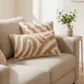 Cream tufted abstract throw pillow cover with insert, modern home decor living room couch cushion. - Camel Whirlpool 3050 / Case Only