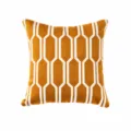 Yellow geometric knit throw pillow, Nordic style decorative cushion for sofa and bed. - 45*45 (without core) / Honeycomb Yellow Full Embroidery