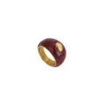 Vintage Weinroter Emaillierter Ring mit Goldakzent, eleganter Edelstahl Fingerschmuck. - Größe 9 / Stil A