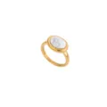Minimalist gold stainless steel oval white stone ring, elegant fashion jewelry for women daily. - Style G