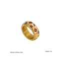Edelstahl bunter Zirkon Ring, klobiger goldener Mode Statement Schmuck für den täglichen Gebrauch. - Größe 6 / Buchstabe A