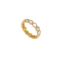 Minimalistischer goldener Edelstahlring mit Perlmutt Einlagen, schicker Schmuck. - Größe 6 / Stil B