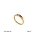 Edelstahl Goldring mit rotem Zirkon, vintage strukturierte Band Variante, eleganter Damenschmuck. - Größe 6 / Roter Zirkon Retro Stil