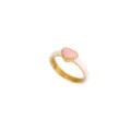 Stainless steel pink heart enamel ring, stylish minimalist gold band fashion jewelry variant. - White With Pink Heart