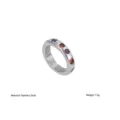 Edelstahl bunter Zirkon Ring, modischer mehrfarbiger Kristall Edelstein Fingerring. - Größe 6 / Buchstabe D