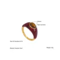 Bague en acier inoxydable émail rouge vin pierre œil de tigre, bijoux vintage élégants. - Style B