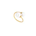 Minimalistischer goldener Doppelperlen Ring verstellbar elegante Mode Schmuck Accessoire - Größe 6 / Stil D