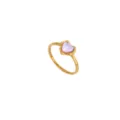 Minimalist stainless steel heart ring with natural stone accent, elegant gold finish jewelry. - Style E