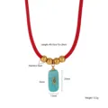Vintage natuurstenen hanger ketting met rood koord en roestvrijstalen kralen voor dames. - Stijl B