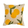Nordic style tufted fruit throw pillow cover, beige cushion case with yellow and green embroidery. - Orange Yellow