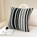 Coussin décoratif rayé noir et blanc pour canapé de salon, housse de coussin confortable. - Bandes de laine