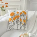 Nordic fashion embroidered cushion cover, minimalist floral throw pillow for sofa and bedroom decor. - Autumn Forest Flower