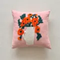 Coussin decoratif floral nordique touffete rose pour salon chambre a coucher canape - Housse 45*45 / Vase Crème Rose