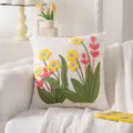 Housse de coussin brodée style ins avec motif floral mignon pour décoration de canapé chaleureuse. - Housse 45x45cm avec Coussin / Fleurs Sauvages