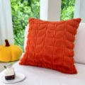 Coussin décoratif en peluche texturée à motif de feuilles orange pour canapé salon maison - Feuille en Velours PV
