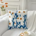 Nordic fashion embroidered pillowcase INS style simple bedroom sofa floral cushion cover cozy - Blue Daisy