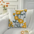Nordic style embroidered throw pillow cover with yellow floral design for modern living room sofa. - Autumn Vibe Flower