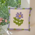 Tufted wildflower pillow purple green plaid cute cushion sofa decor variant style plush cover - 45*45cm Without Core / Little Purple Flower