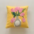 Nordic Tufted Tulip Pillow Yellow Cushion Cover Floral Sofa Decorative Throw Pillow Cover - Yellow Base Magnolia