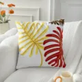 Housse de coussin brodée style nordique minimaliste taie d'oreiller canapé motif de feuilles - Housse 45x45cm / Feuille Rouge Cutwork