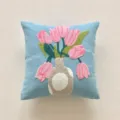 Nordic tufted tulip throw pillow for living room sofa, cute floral decorative cushion cover. - Blue Base Magnolia