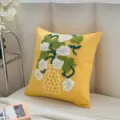 Scandinavian floral throw pillow cream sofa cushion tufted botanical home decor cover. - Yellow Base Lotus Leaf