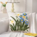 INS Kissenbezug mit Blumenstickerei, pastorale Kissenhülle für Sofa, Wohnkultur Stickerei. - Orchideen-Cluster