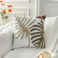 Housse de coussin brodee de style nordique avec motif de feuille tropicale pour canape. - Housse 45x45cm / Feuille Grise Cutwork